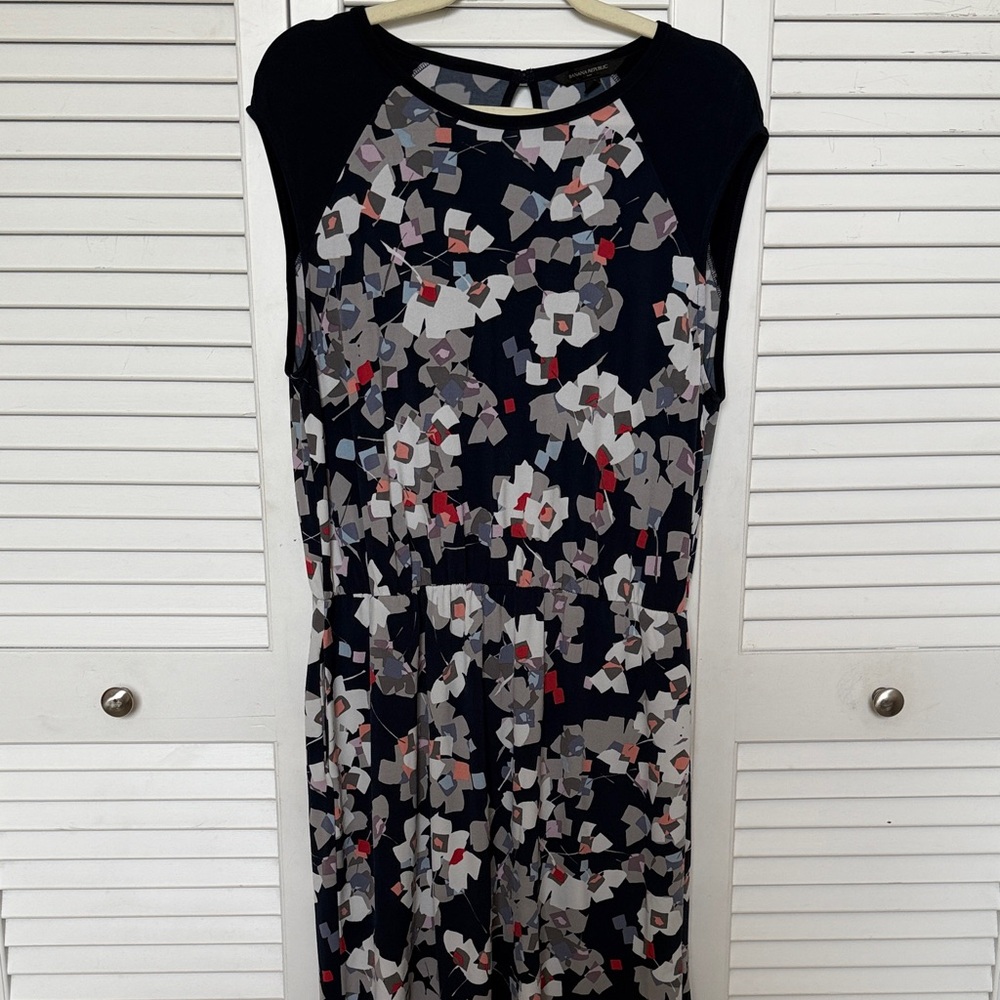 Stylish Women's Floral Stretch Band Waist Dress with Pockets